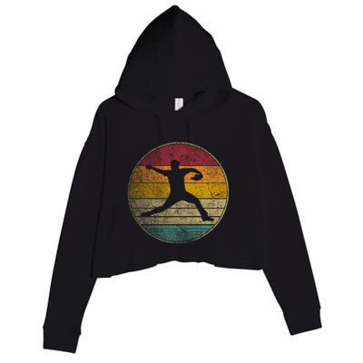 Baseball Pitcher Pitching Ball Glove Retro 70s 80s 90s Gift Crop Fleece Hoodie