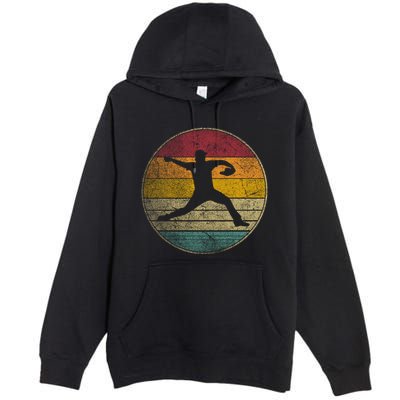 Baseball Pitcher Pitching Ball Glove Retro 70s 80s 90s Gift Premium Pullover Hoodie