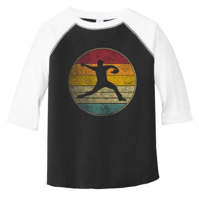 Baseball Pitcher Pitching Ball Glove Retro 70s 80s 90s Gift Toddler Fine Jersey T-Shirt