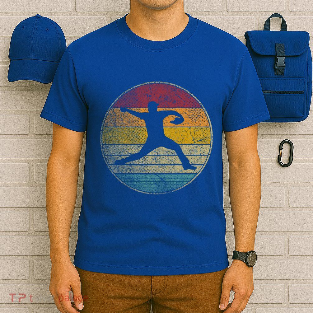 Baseball Pitcher Pitching Ball Glove Retro 70s 80s 90s Gift T-Shirt