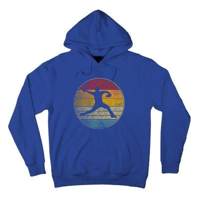 Baseball Pitcher Pitching Ball Glove Retro 70s 80s 90s Gift Tall Hoodie