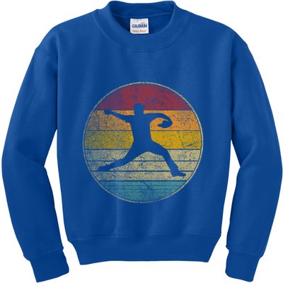 Baseball Pitcher Pitching Ball Glove Retro 70s 80s 90s Gift Kids Sweatshirt