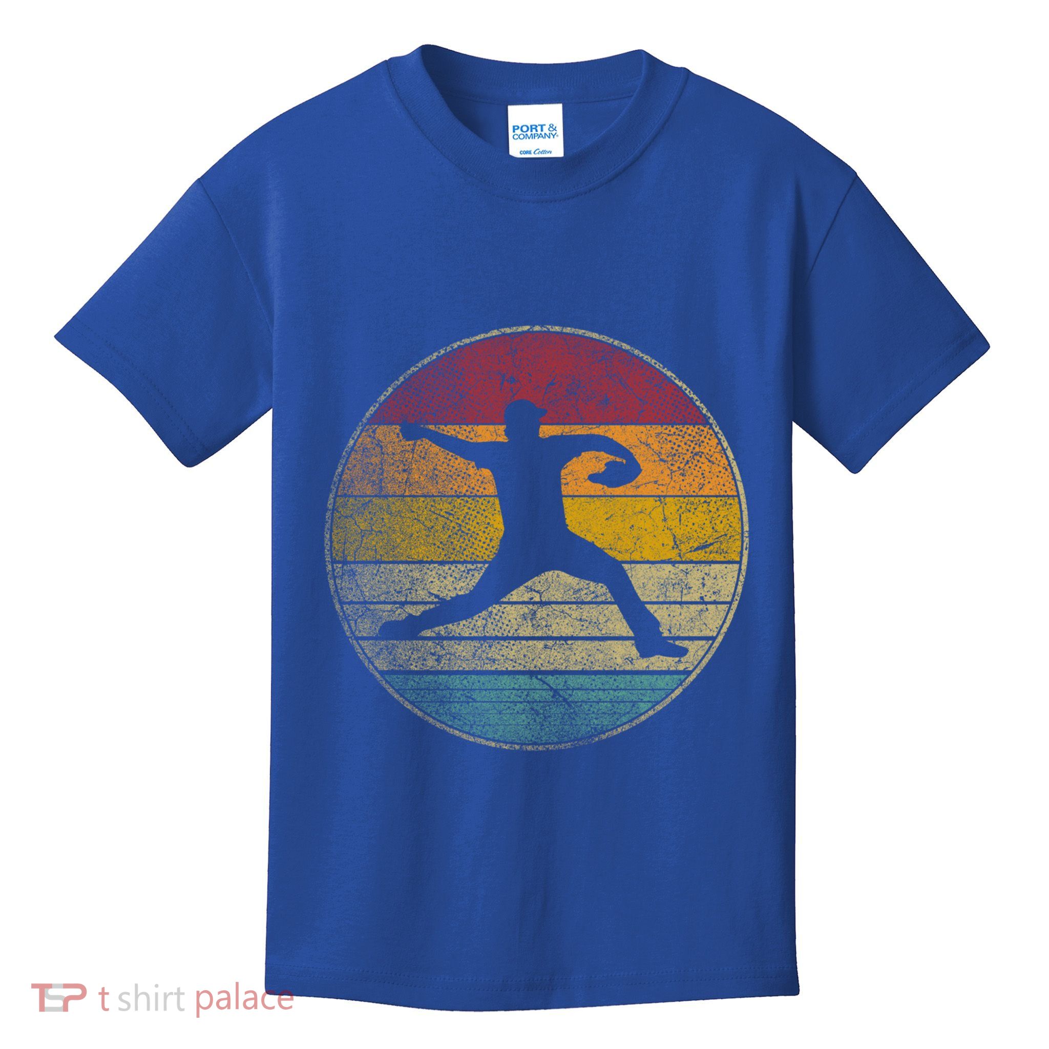 Baseball Pitcher Pitching Ball Glove Retro 70s 80s 90s Gift Kids T-Shirt