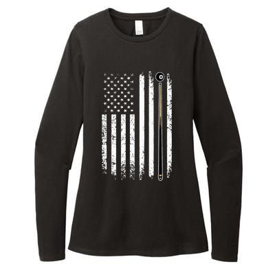 Billiards Pool Player Table Usa Us Vintage American Flag Womens CVC Long Sleeve Shirt