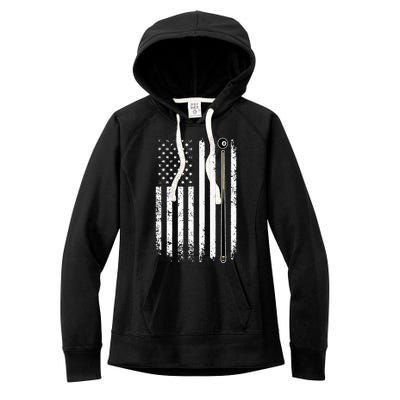 Billiards Pool Player Table Usa Us Vintage American Flag Women's Fleece Hoodie