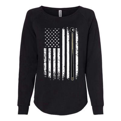 Billiards Pool Player Table Usa Us Vintage American Flag Womens California Wash Sweatshirt