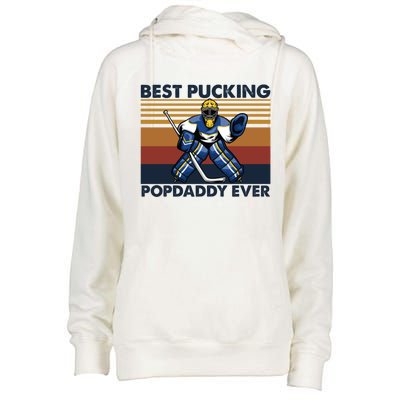 Best Pucking Popdaddy Ever Funny Hockey Grandpa Saying Cool Gift Womens Funnel Neck Pullover Hood