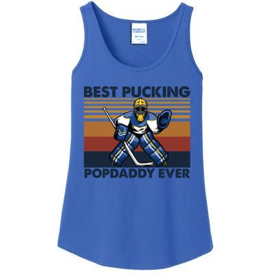 Best Pucking Popdaddy Ever Funny Hockey Grandpa Saying Cool Gift Ladies Essential Tank