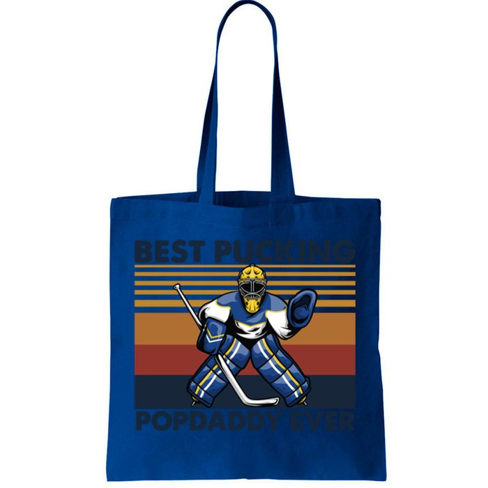 Best Pucking Popdaddy Ever Funny Hockey Grandpa Saying Cool Gift Tote Bag