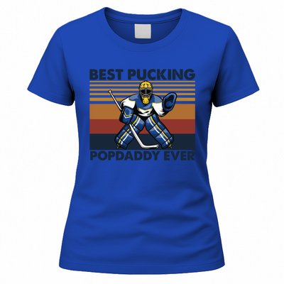 Best Pucking Popdaddy Ever Funny Hockey Grandpa Saying Cool Gift Women's T-Shirt