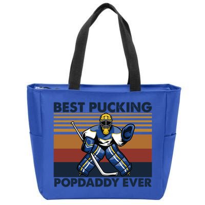 Best Pucking Popdaddy Ever Funny Hockey Grandpa Saying Cool Gift Zip Tote Bag