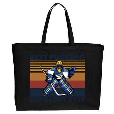 Best Pucking Popdaddy Ever Funny Hockey Grandpa Saying Cool Gift Cotton Canvas Jumbo Tote