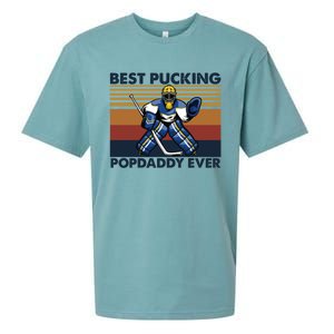 Best Pucking Popdaddy Ever Funny Hockey Grandpa Saying Cool Gift Sueded Cloud Jersey T-Shirt