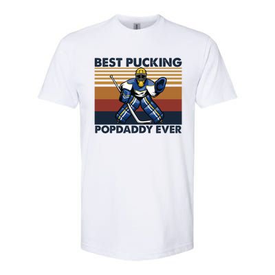 Best Pucking Popdaddy Ever Funny Hockey Grandpa Saying Cool Gift Softstyle CVC T-Shirt