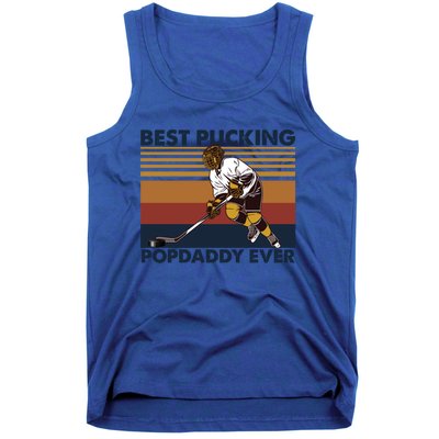 Best Pucking Popdaddy Ever Funny Hockey Grandpa Saying Gift Tank Top