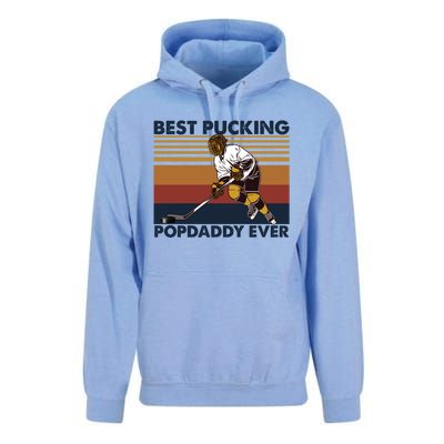 Best Pucking Popdaddy Ever Funny Hockey Grandpa Saying Gift Unisex Surf Hoodie