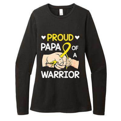 Bump Proud Papa Of A Warrior Childhood Cancer Awareness Womens CVC Long Sleeve Shirt