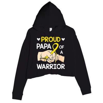 Bump Proud Papa Of A Warrior Childhood Cancer Awareness Crop Fleece Hoodie