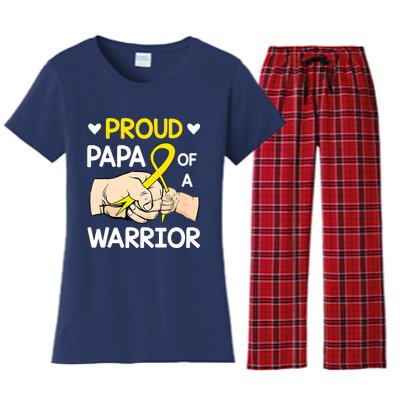 Bump Proud Papa Of A Warrior Childhood Cancer Awareness Women's Flannel Pajama Set