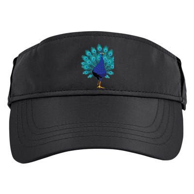 Blue Peacock Print Teal Feathers Bird Lover Gifts Adult Drive Performance Visor