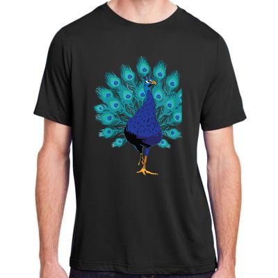 Blue Peacock Print Teal Feathers Bird Lover Gifts Adult ChromaSoft Performance T-Shirt