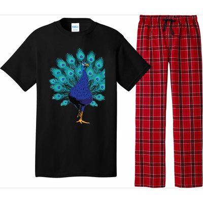 Blue Peacock Print Teal Feathers Bird Lover Gifts Pajama Set