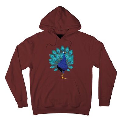 Blue Peacock Print Teal Feathers Bird Lover Gifts Hoodie