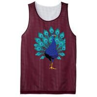 Blue Peacock Print Teal Feathers Bird Lover Gifts Mesh Reversible Basketball Jersey Tank