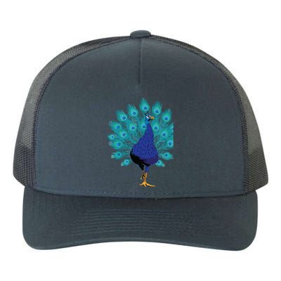 Blue Peacock Print Teal Feathers Bird Lover Gifts Yupoong Adult 5-Panel Trucker Hat