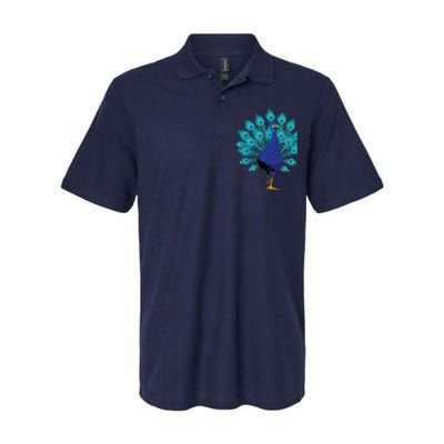 Blue Peacock Print Teal Feathers Bird Lover Gifts Softstyle Adult Sport Polo