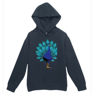 Blue Peacock Print Teal Feathers Bird Lover Gifts Urban Pullover Hoodie