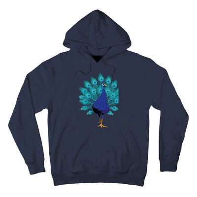 Blue Peacock Print Teal Feathers Bird Lover Gifts Tall Hoodie