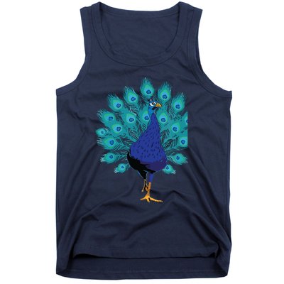 Blue Peacock Print Teal Feathers Bird Lover Gifts Tank Top