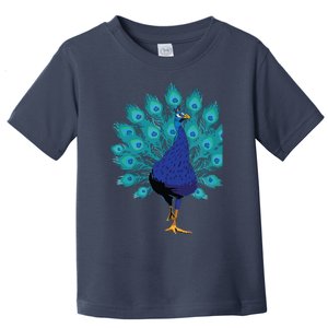 Blue Peacock Print Teal Feathers Bird Lover Gifts Toddler T-Shirt