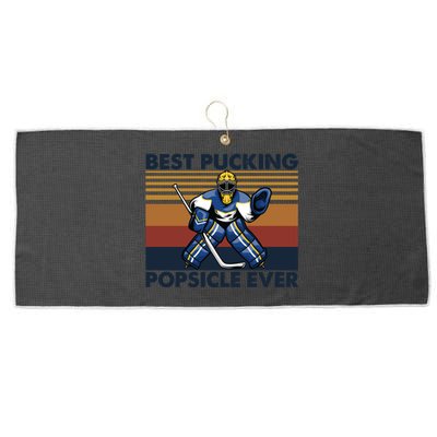 Best Pucking Popsicle Ever Funny Hockey Dad Saying Gift Large Microfiber Waffle Golf Towel