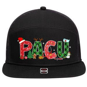 Buffalo Plaid Pacu Nurse Christmas Tree Santa Xmas Pajama Gift 7 Panel Mesh Trucker Snapback Hat