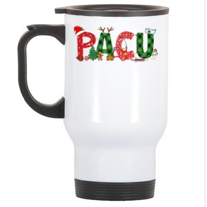 Buffalo Plaid Pacu Nurse Christmas Tree Santa Xmas Pajama Gift Stainless Steel Travel Mug