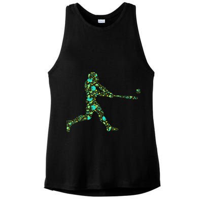 Baseball Player Pattern Ladies PosiCharge Tri-Blend Wicking Tank