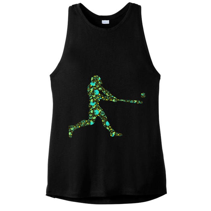 Baseball Player Pattern Ladies PosiCharge Tri-Blend Wicking Tank