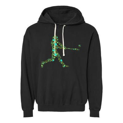 Baseball Player Pattern Garment-Dyed Fleece Hoodie