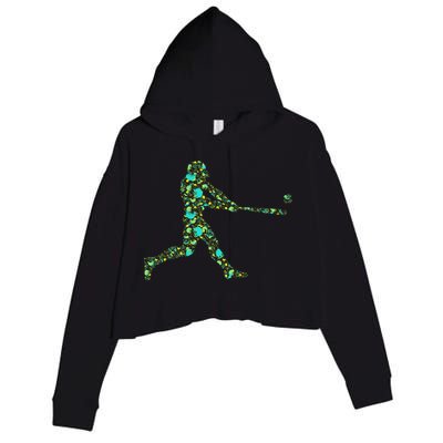 Baseball Player Pattern Crop Fleece Hoodie