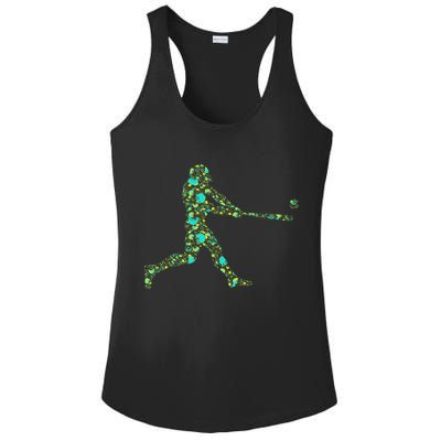 Baseball Player Pattern Ladies PosiCharge Competitor Racerback Tank