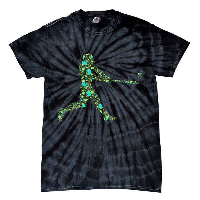 Baseball Player Pattern Tie-Dye T-Shirt