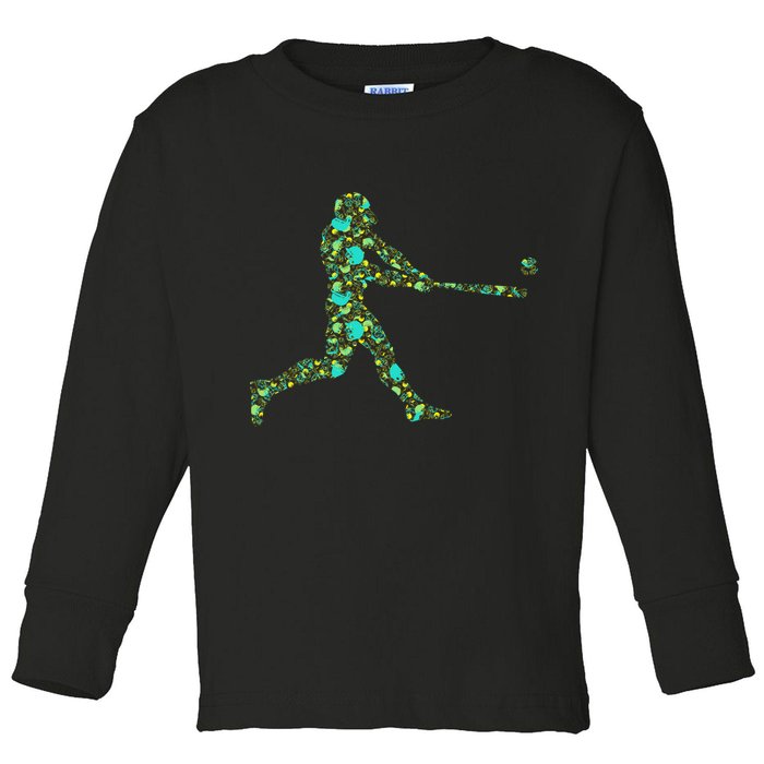 Baseball Player Pattern Toddler Long Sleeve Shirt