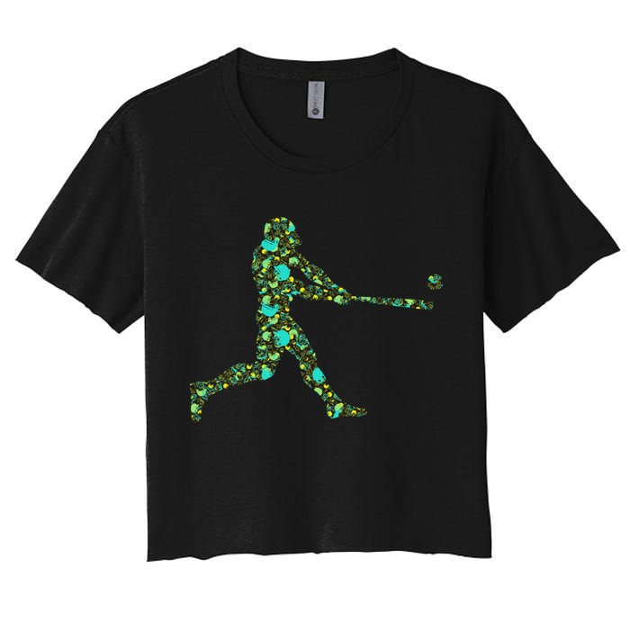 Baseball Player Pattern Crop Top