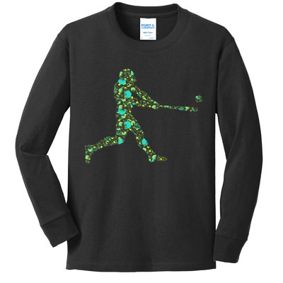 Baseball Player Pattern Kids Long Sleeve Shirt