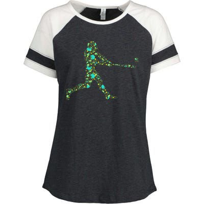 Baseball Player Pattern Enza Ladies Jersey Colorblock Tee