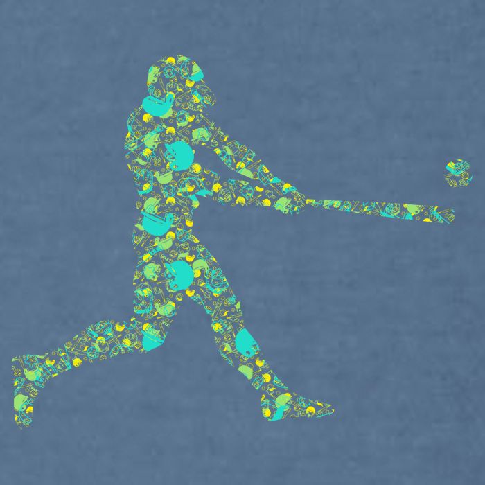 Baseball Player Pattern Garment-Dyed Sweatshirt