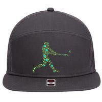 Baseball Player Pattern 7 Panel Mesh Trucker Snapback Hat