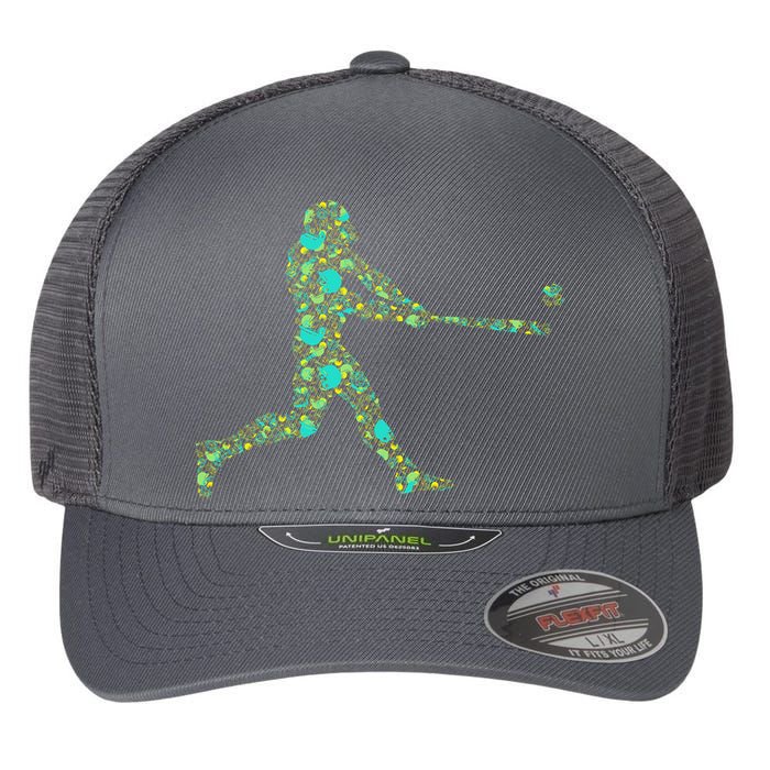 Baseball Player Pattern Flexfit Unipanel Trucker Cap